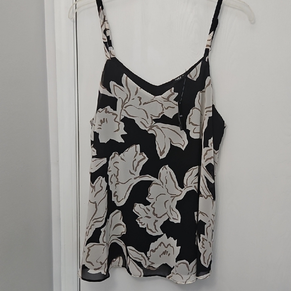 Torrid Black and Cream Floral Camisole